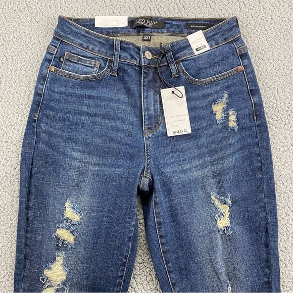 Judy Blue Women's Relaxed Fit Distressed Dark Blue Jeans  NWT   |  Size:  5/27 - Picture 4 of 16